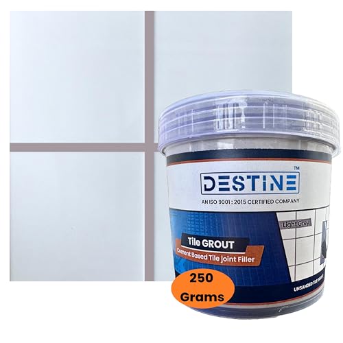 Image of DESTINE READY-TO-MIX inchTILE GROUT inch (16 COLOURS) (ALL PACKS: 100 Gm,250 Gm,400 Gm,800 Gm,1 Kg), Waterproof, Cement Based Tile Joint Filler, Crack Filler, Tiles Gap Filler (250 Gm, Light Grey)