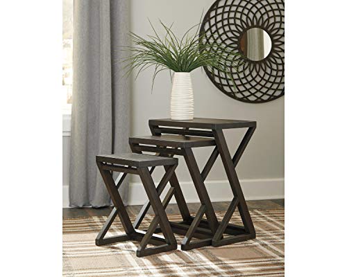 Signature Design By Ashley Cairnburg Modern Nesting Accent Table Set Of 3 Tables, Brown #TOP4
