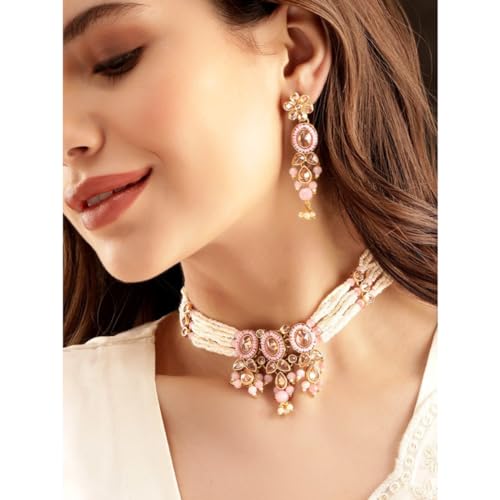 Image of Rubans Choker Necklace Set Traditional Stylish Jewellery Gift for Women & Girls