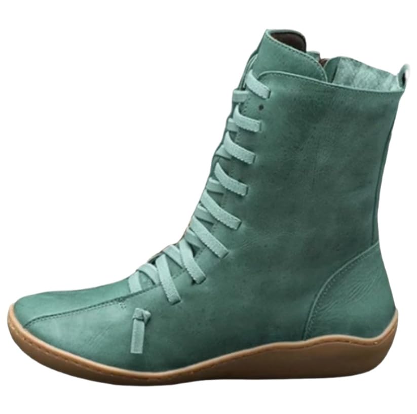 Womens large-size lace-up flat casual ankle boots Lightweight and comfortable Rubber sole for good grip and durability Suitable