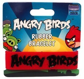 Commonwealth Toys Angry Birds Red with White or Black Letters Rubber Bracelet or Black with White Letters