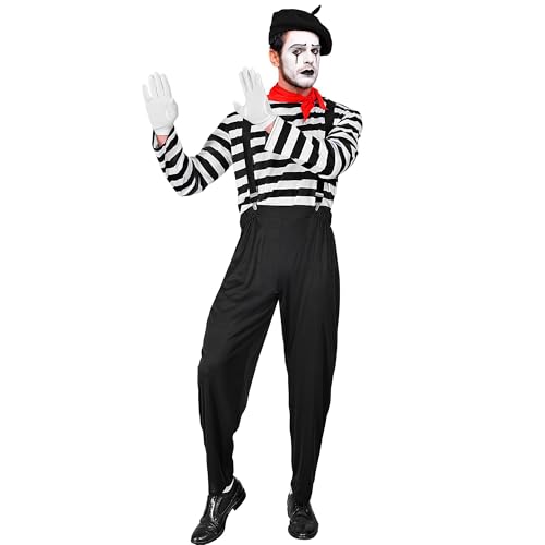 Costume de mime pour homme idéal pour animer un carnaval ou une fête à thème