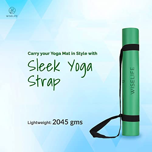 Image of WiseLife PU Rubber Professional Yoga Mat + Carry Strap - Green (5mm Extra Thick Extra Long Extra Wide Exercise floor mat for Gym, Workout, Fitness, Yoga and Pilates) PURE PU Leather & Natural Rubber