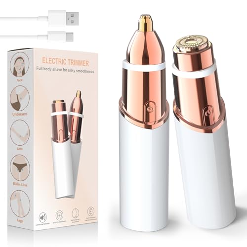 Vexloria Rasuradora Facial Mujer Recortadora de Cejas Electrica, Afeitadora Eléctrica 2 en 1 Para El Rostro con Luz LED, Barbilla, Mejillas y Cejas Regalo Mujer