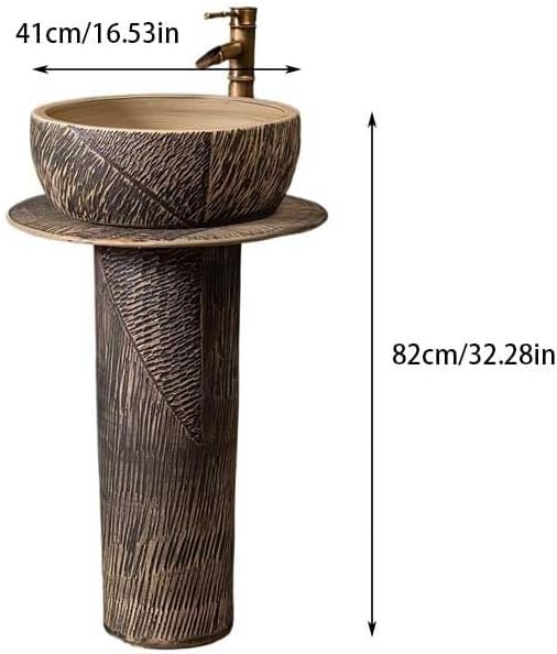 Bathroom Countertop Vessel Sink Home Balcony Column Sink Wash Basin Ceramic Hotel Pedestal Sink Vanity