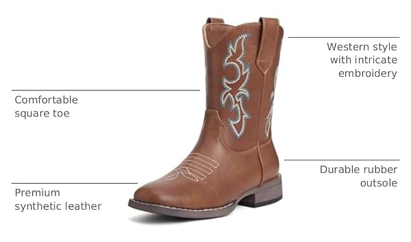vodvob Girls Kids Cowboy Boots Embroidered Cowgirl Western Boots by vodvob - Used condition - Image 3