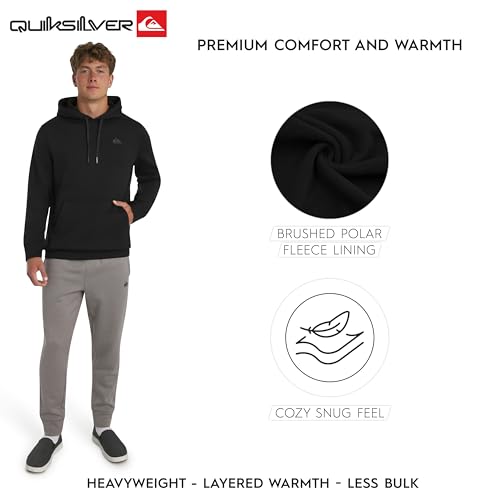 Image of Quiksilver Men's Regular Fit Active Performance Heavyweight Jacquard Mesh and Polar Fleece Pullover Hoodie (S-XL)