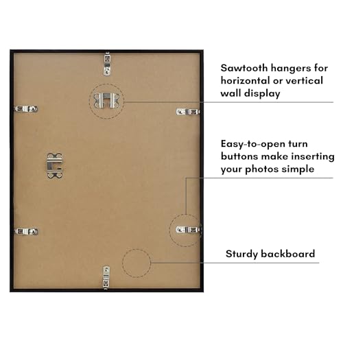 Image of Americanflat 11x14 Picture Frame with Shatter-Resistant Glass - Streamline Collection - Thin Border Picture Frame for Wall Display - Hanging Hardware Included - Black