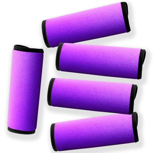 Image of Neoprene Luggage Handle Wrap Fluorescent Colors Luggage Identifiers /Tags /Marker, Purple(5 Pack), 3.5mm