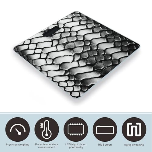 Báscula digital para baño Snake Skin blanco y negro miniatura 3