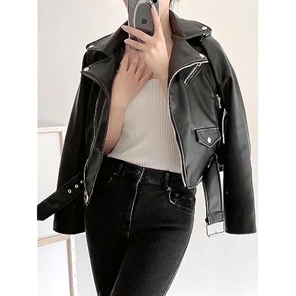 Adhdyuud Vrouwen Herfst Vintage Motorfiets Lederen Jassen Casual Slanke Zakken Ritsen PU Jas Jas