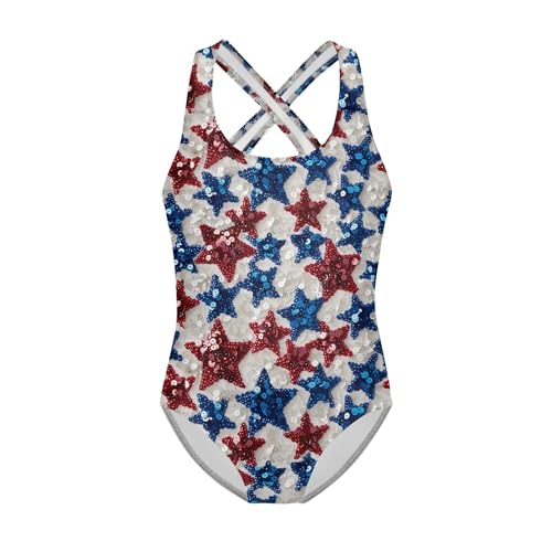 Image of Girls One Piece Swimsuit 3D Sequin Glitter Cross Back Quick Dry Sparkly Bathing Suit for Beach Pool 5-14Y