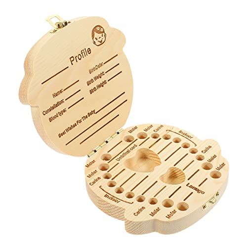 Beatifufu Baby Teeth Box Case Wooden Baby Memorial Storage Case for Boys and Girls Infants Safe Durable Smooth Surface