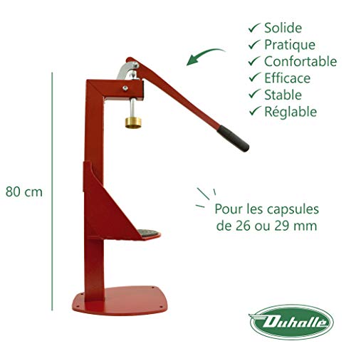 Duhalle 275 capsuleuse Super Pro Base Acier pour Capsules 26 et 29 mm, Rouge, 30 x 45 x 80 cm - Image 5