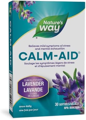 Nature's Way Calm-Aid Softgels - Traditional Clincaly Studied Herbal Lavender Oil Supplement – Helps Relieve Mild Symptoms of Mental Stress and Exhaustion – Supports Sleep Quality – 30 Softgels