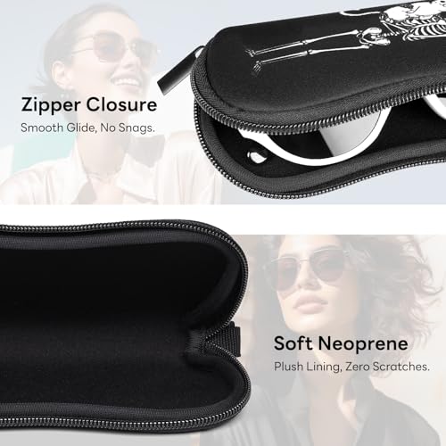 Image of Sunglasses Case with Belt Clip, Ultra Light Neoprene Zipper Soft Padded Glasses Case for Women Men