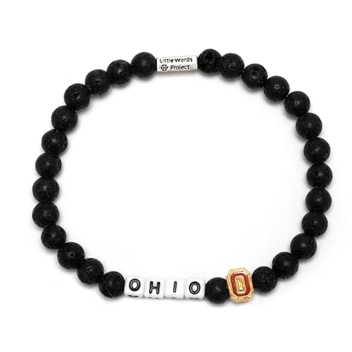 Ohio State University College Bead Bracelet, Made with Golden Beads and Plated Brass Hardware, Handcrafted Design & Positive Message