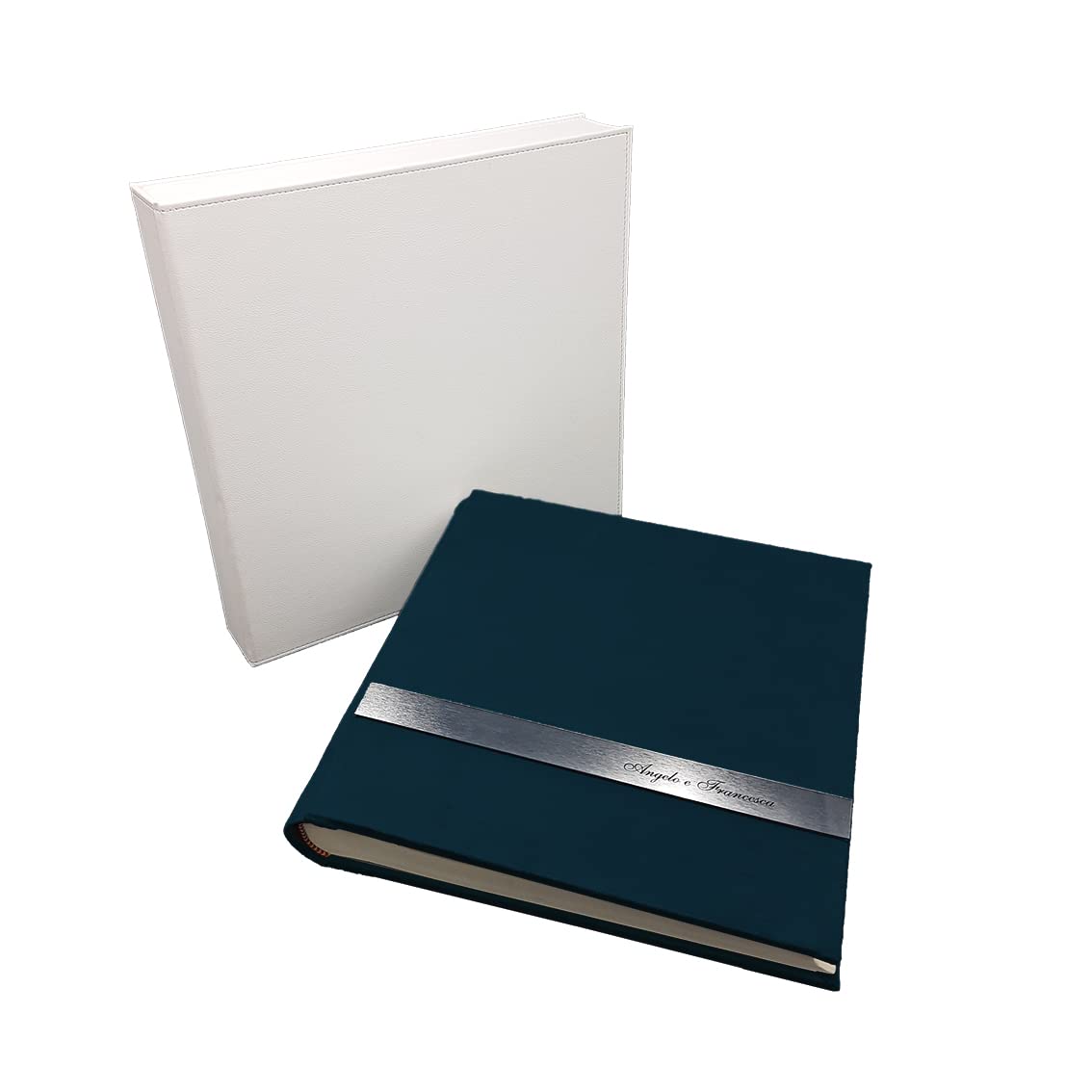 Album photo en velours de luxe avec application personnalisable. Idée cadeau pour mariage, baptême, communion, confirmation, anniversaire, cadeaux utiles, originaux (bleu océan - 23x30 cm 40/f)
