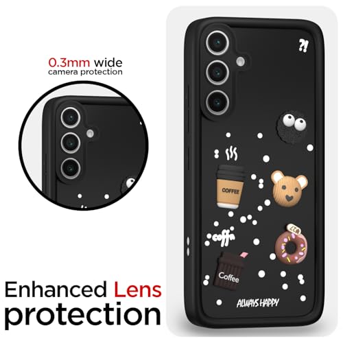 Image of Outlouders Back Cover for Samsung Galaxy S24 FE 5G | 3D Cartoon Bear Cute Fun Silicone Full Body Protection Bumper Case (Black)