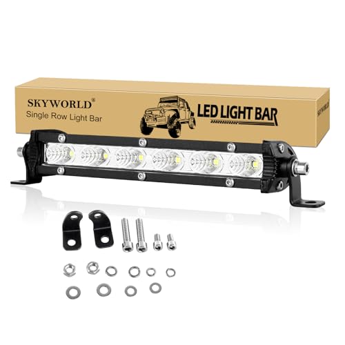 SKYWORLD Phare de Travail 18 cm 30W Slim Barre LED 12V 24V Projecteur LED Voiture Etanche IP67 Inondation Feux de Travail pour 4x4 Voiture Camion Tracteur SUV Bateau,...