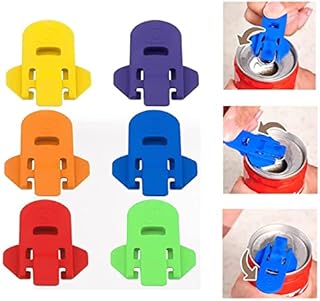 6 PCS Manual Easy Can Opener, Color Soda Beer Can Opener Beverage Can Protector, Premium Plastic Shields Tab Openers for Pop, Cover Beer or Soda Cans at Picnic, BBQ, Protect Cold Drinks from Bees