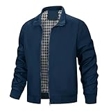 Wirltte Mens Bomber Jackets Lightweight Casual Windbreaker Baseball Sports Hiking Jacket Outwear with Zip Pockets Navy XL