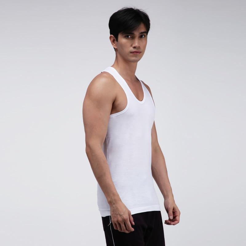 Amul Comfy White Men Cotton Solid Vest Sleeveless (Pack of 4) 4