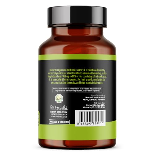 Image of Dr. HERBALIST Castor Oil Softgels 1600mg, Cold Pressed, Halal 120ct