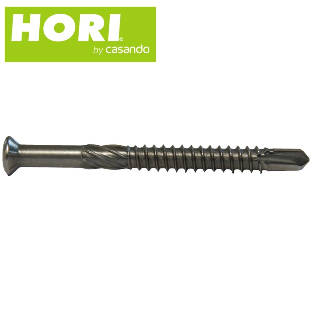 HORI Terrassenschrauben - Schrauben - Edelstahl gehärtet - inkl. Bit - für Aluminium Unterkonstruktion - Edelstahlschrauben - Holzschrauben - Terrasse - 500 Stück - Größe 60 x 5,5 mm