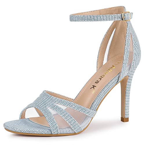 Image of Allegra K Women's Glitter Ankle Strap Stiletto Heels Sandals