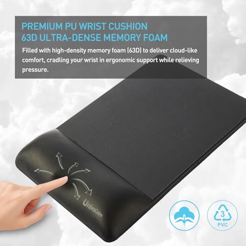 Image of univo colors Design-Wave Wrist Rest Mouce Pad,PE Mouse Sliding Panel+Artificial Sheepskin+Memory Foam+Ergonomic+Anti-Slip Gel,Resilience Support During Work and Gaming,Mouce Accessory,Pink