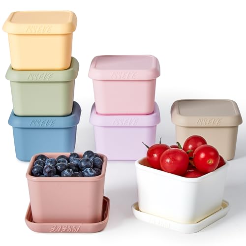 Image of ISSEVE 8Pack 6oz Silicone Snack Containers for Kids, Reusable Small Containers with Lids, Leak Proof Silicone Food Storage Containers, Stackable Kids Lunch Box for Daycare, School, Travel