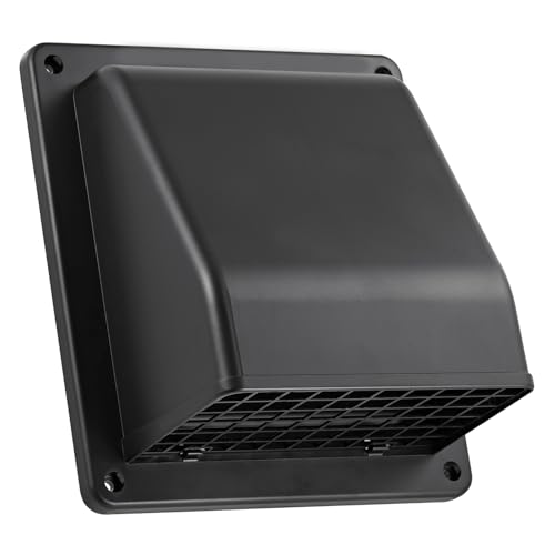 Lambro 6" Plastic Wall Exhaust or Air Intake Vent with Hinged Screen, Removable Damper, and 1.25" Collar (Black) by Lambro - Used condition - US$20.96