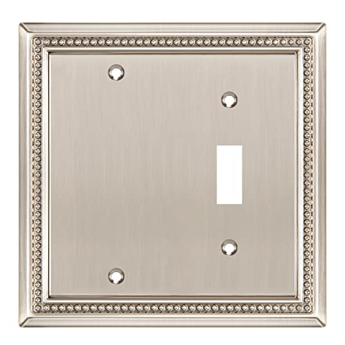 Image of Henne Bery Sunken Pearls Heavy Duty Decorative Wall Plate Switch Plate Outlet Cover (Blank /Toggle, Satin Nickel)