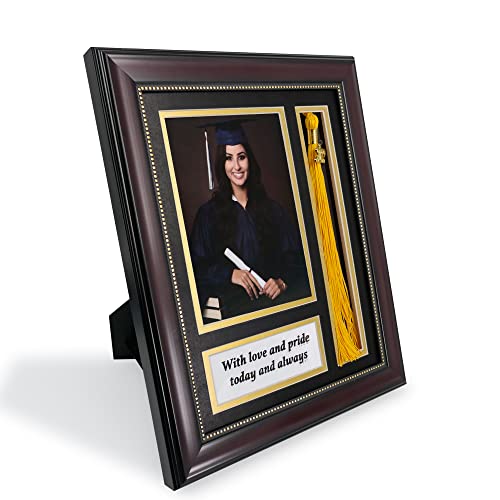 Graduatepro Graduation Picture Frame 5X7 With Tassel Holder, Shadow Box Graduation Decoration Gift, Real Glass Mahogany Photo Frame, Wall & Tabletop Design #TOP6