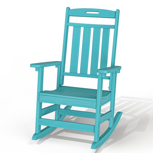 Plawdlik Oversized Outdoor Rocking Chair - All-Weather Resistant,HDPE Heavy Duty