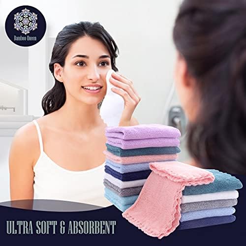 16 Count Premium Makeup Remover Cloths- Super Soft Not Wear Skin - 8×8 Inches - Highly Absorbent Microfiber Coral Velvet Fingertip Face Towels Washcloths for Hand and Make Up, Quick Dry- Multicolor