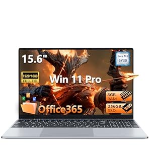 Laptop 2026, procesador M3-6Y30 Core M3-6Y30 de 15.6 pulgadas, 8 GB de RAM 256 GB SSD, tapa superior con apertura de 180°, gráficos UHD, FHD 1080P, WiFi 5G, BT4.2, Mini HDMI, Win 11/Office, garantía