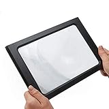 Hanme Full Page Reading Magnifier with LED Lighted, 5X Hands-Free Rectangular Magnifying Glass, for Low Vision Seniors Repair Observation