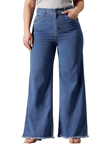 Image of Miss Chase A+ Women's Wide-Leg High Rise Regular Stretchable Denim Jeans
