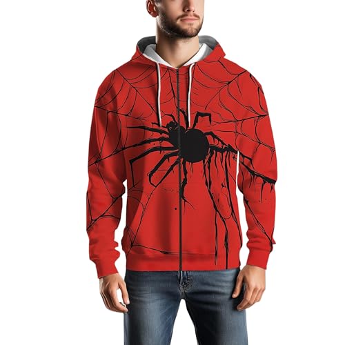 Black Red Spider Web Pullover Hoodie Artistic Aesthetic Halloween Streetwear Graphic Sweatshirt