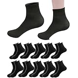 RICHBULL 10 Pairs Thin Crew Socks for Men & Women, Breathable Casual Athletic Ankle Socks, (Black)