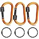3-teiliger Karabinerhaken, Verschlusskarabiner mit Schraubverschluss, D-Ring, Karabiner-Schlüsselring für Rucksäcke, Schlüsselanhänger, Outdoor-Aktivitäten, Reisen (Orange)