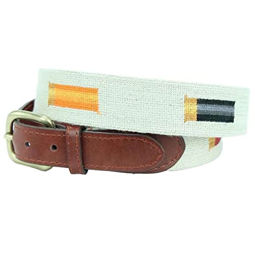 Rainbow Shotgun Shells Needlepoint Belt in Light Khaki by Smathers & Branson