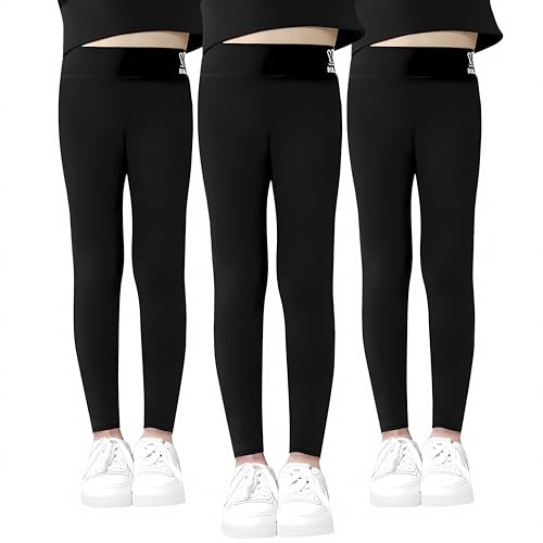 HOTUT Leggings Mädchen, 3er Pack high waist sport leggings,...