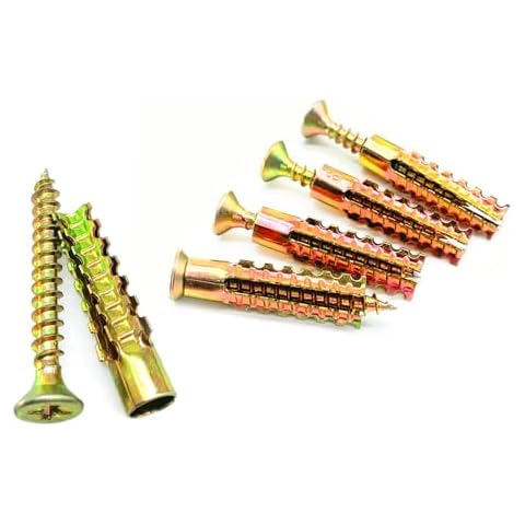 Suprom Steel Wall Anchor with Screws, Loose Hinge Hole Repair Kit, 20 Metal Anchor Heavy Duty and 20 Pcs #5×1-4/7 Screws, Ideal for Concrete Wall, Hollow-Wall and Wooden Wall(6x32mm) Cover