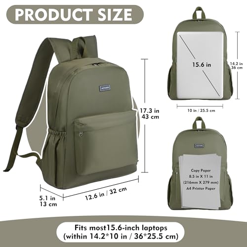 Image of 17 Inch Simple Large Backpack, Durable Bookbag for College & Travel Daypack | Anti-Theft Hidden Main Zipper, Reinforced Shoulder Straps, Side Pockets Fit Large Water Bottles, Lightweight, Classic Look
