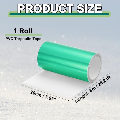 Image of PATIKIL Awning Repair Tape 8 inch x 26ft Waterproof Canvas Tape High Adhesive Tear Repair Patch Kit for PVC Tarpaulin Tent Awning Fabric RV Sail Boat Cover, Green