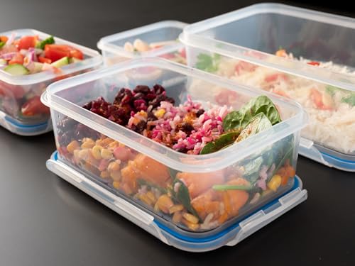 Addis Clip Tight Food Storage Container Large 5.3 Litre Rectangle Airtight Silicone Seal Containers Bpa Free Easy Locking Lid Clips, Clear Transparent