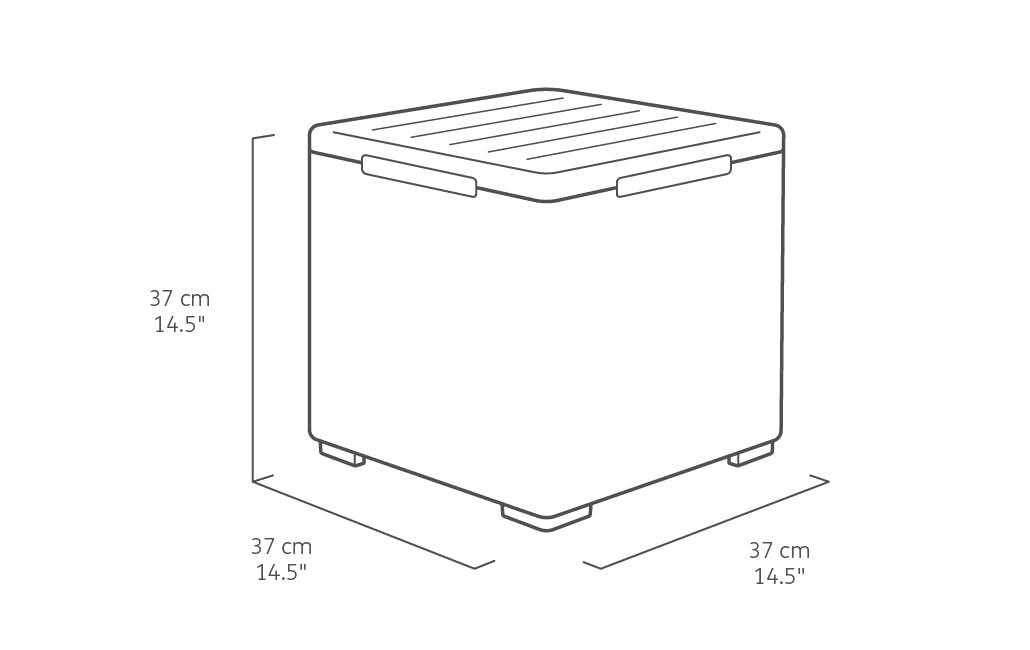 Keter Nora Conjunto de jardín Exterior 4 plazas con Cojines incluidos y Mesa de almacenaje Auxiliar de 35L, Posibilidad de 2 configuraciones de Montaje (2+2 o 3+1), Color Grafito